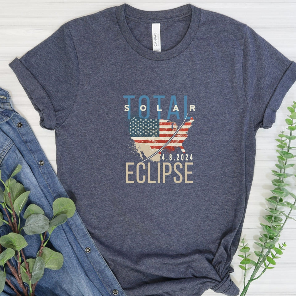 America Total Solar Eclipse Path Of Totality Heather Navy T Shirt