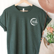 Load image into Gallery viewer, Dayspring Youth T Shirt Small Logo Heather Forest Green