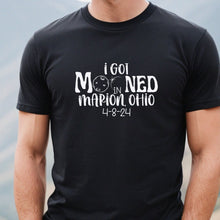 Load image into Gallery viewer, Personalized I Got Mooned In Your Town And State Black Solar Eclipse T Shirt