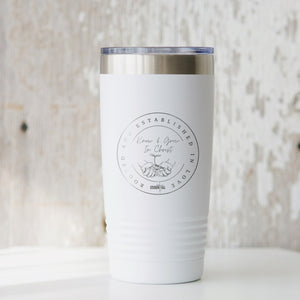 Know And Grow In Christ 20 oz Tumbler White Laser Engraved