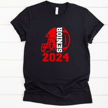 Load image into Gallery viewer, Senior Football 2024 Black T Shirt Multi Color Logo