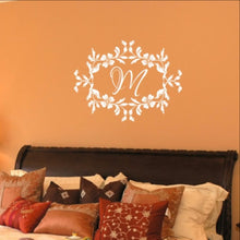 Load image into Gallery viewer, Floral Frame With Script Monogram Vinyl Wall Decal 22534 - Cuttin&#39; Up Custom Die Cuts - 1