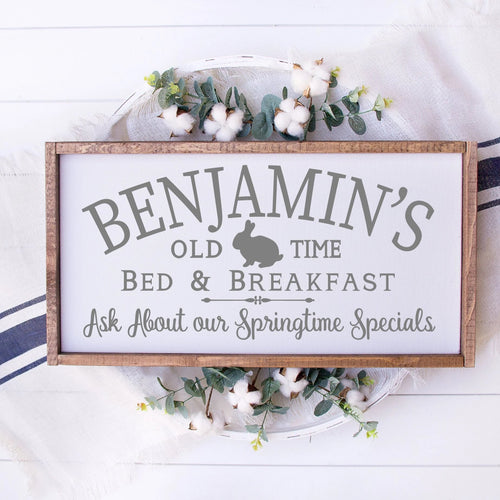 Benjamins Old Time Bed And Breakfast Painted Wood Sign White