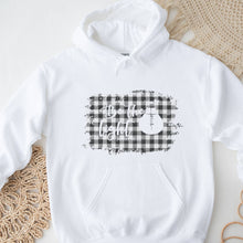 Load image into Gallery viewer, Essential Jesus Be The Light White Buffalo Plaid White Hoodie