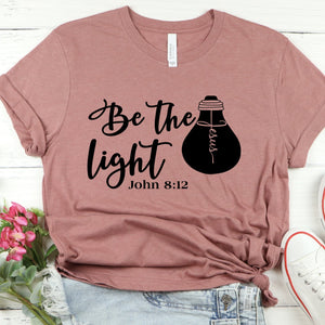 Be the Light Essential Jesus Heather Mauve T Shirt