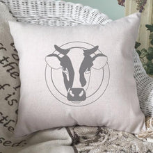 Load image into Gallery viewer, Cow Head Pillow Cover Gray Lettering