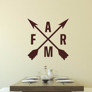 Crossed Arrows With Farm Letters Vinyl Wall Decal