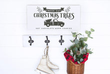 Load image into Gallery viewer, Fresh Cut Christmas Trees Painted Wood Sign White Board Charcoal Lettering