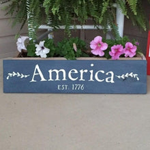 Load image into Gallery viewer, America Wood Sign Dark Blue