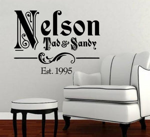 Ornate Family Name Vinyl Decal with Established Year Vinyl Wall Decal Name Style 1 22257 - Cuttin' Up Custom Die Cuts - 2