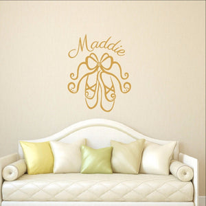Personalized Ballet Slippers Vinyl Wall Decal 22295 - Cuttin' Up Custom Die Cuts - 1