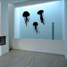 Load image into Gallery viewer, Jellyfish Silhouettes Decals - Jellyfish Set of Three Vinyl Wall Decals 22513 - Cuttin&#39; Up Custom Die Cuts - 1