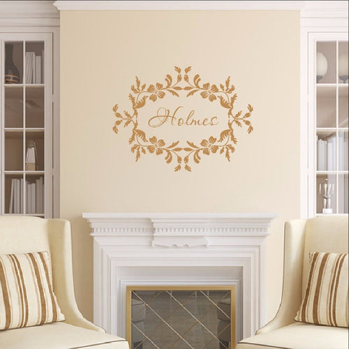 Last Name Wall Decal - Family Name Wall Decal - Floral Frame Decal 22534 - Cuttin' Up Custom Die Cuts - 1