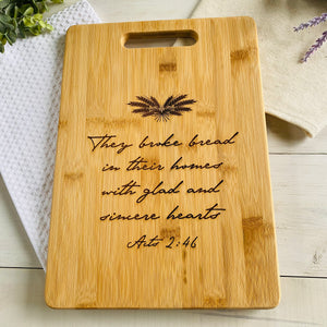 They Broke Bread Laser Engraved Rectangular Bamboo Cutting Board