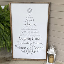 Load image into Gallery viewer, Scripture Christmas Tree Painted Wood Sign White Board Black Letters