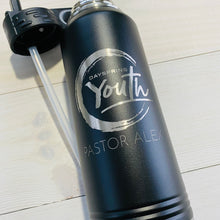 Load image into Gallery viewer, Dayspring Youth Logo Engraved Stainless Steel Water Bottle Black