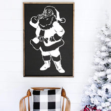 Load image into Gallery viewer, Santa Claus Painted Wood Sign Black Board White Image