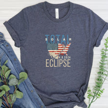 Load image into Gallery viewer, America Total Solar Eclipse Path Of Totality Heather Navy T Shirt