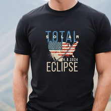 Load image into Gallery viewer, America Total Solar Eclipse Path Of Totality 2024 Black T Shirt
