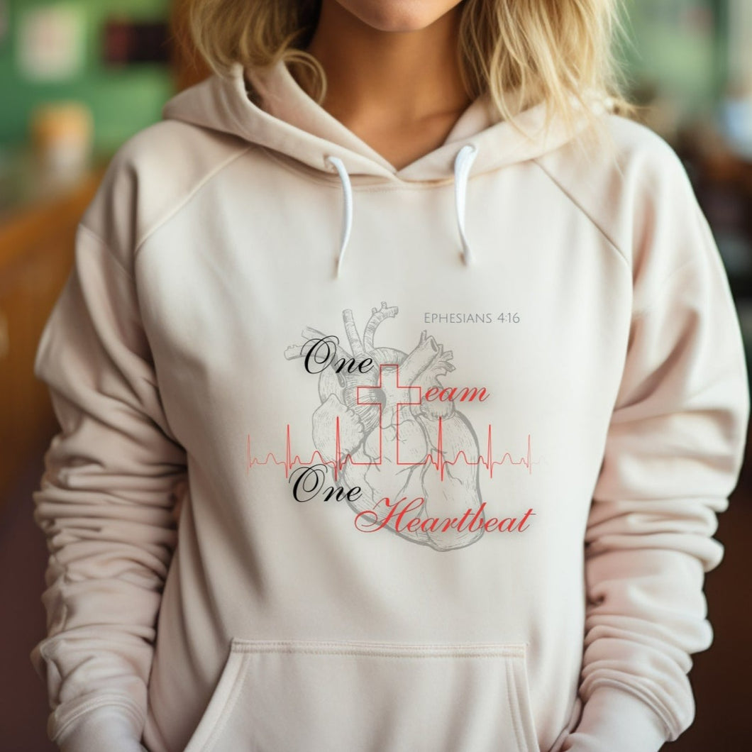 One Team One Heartbeat Dayspring Youth Group Hoodie Cream