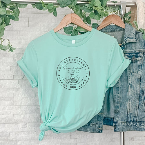 Know And Grow In Christ T Shirt Heather Mint