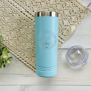 Know And Grow In Christ Skinny 22 oz Stainless Steel Tumbler Teal Laser Engraved Image