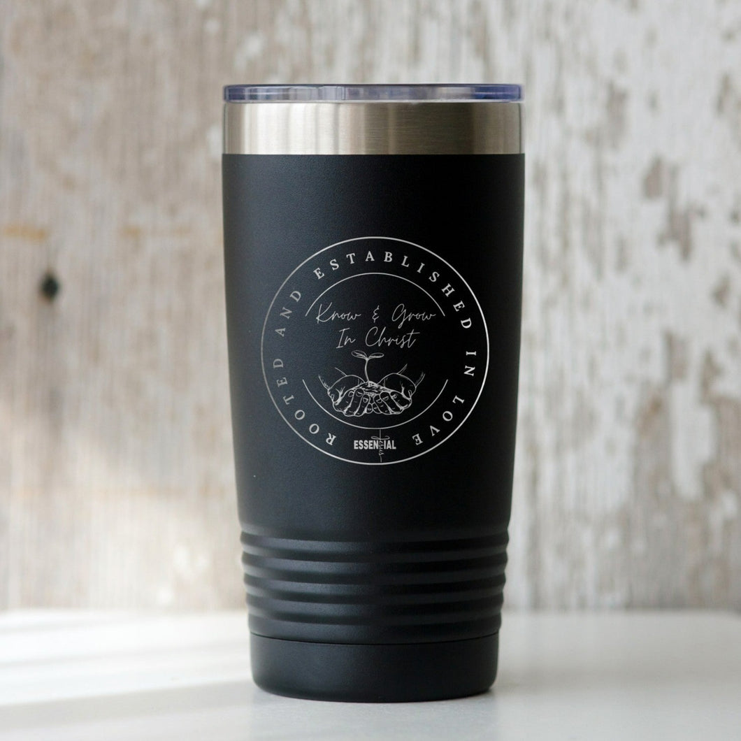 Know And Grow In Christ Black Laser Engraved 20 oz Tumbler