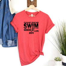 Load image into Gallery viewer, Pleasant Spartans Senior Swim Mom 2024 Red Shirt Black Image