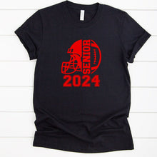 Load image into Gallery viewer, Senior Football 2024 Black T Shirt Red Logo