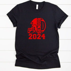 Senior Football 2024 Black T Shirt Red Logo