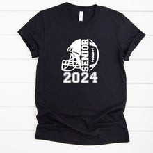 Load image into Gallery viewer, Senior 2024 Football T Shirt Black T Shirt White Logo