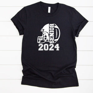 Senior 2024 Football T Shirt Black T Shirt White Logo