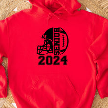 Load image into Gallery viewer, Senior Football 2024 Red Hoodie Black Image