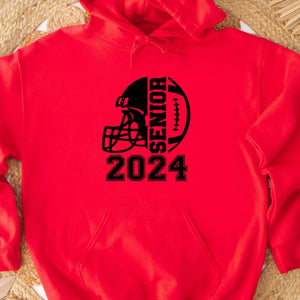 Senior Football 2024 Red Hoodie Black Image