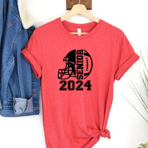 Personalized Senior Football 2024 T Shirt With Name And Jersey Number On Back