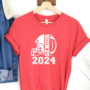 Senior Football 2024 Red T Shirt White Logo