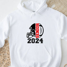 Load image into Gallery viewer, Senior Football 2024 White Hoodie Multi Color Image