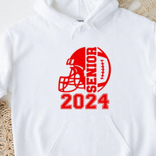 Load image into Gallery viewer, Senior Football 2024 White Hoodie Red Image