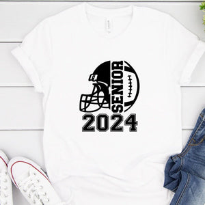 Senior Football 2024 White T Shirt Black Logo