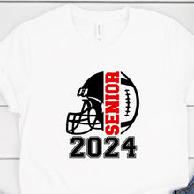 Load image into Gallery viewer, Senior Football 2024 White T Shirt Multi Color Logo