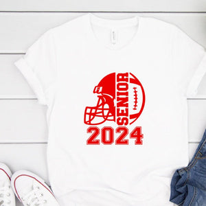 Senior Football 2024 White T Shirt Red Logo