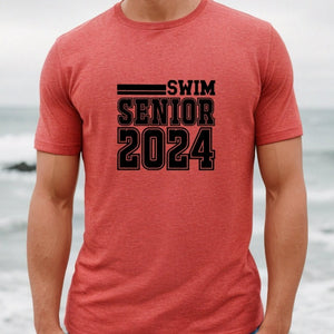 Seniors Swim 2024 Red T Shirt With Black Image