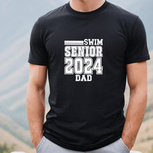 Load image into Gallery viewer, Senior Swim Dad 2024 Style C Black Shirt White IImage