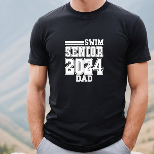 Senior Swim Dad 2024 Style C Black Shirt White IImage