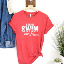 Load image into Gallery viewer, Senior Swim Mom 2024 Red T Shirt White Image