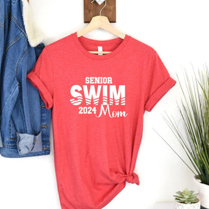 Senior Swim Mom 2024 Red T Shirt White Image