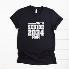 Load image into Gallery viewer, Senior Swim Mom 2024 Black T Shirt White Image
