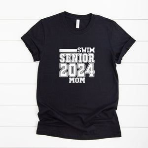 Senior Swim Mom 2024 Black T Shirt White Image