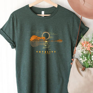 Totality Solar Eclipse 2024 Guitar Skyline Heather Forest T Shirt