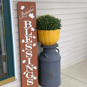 Autumn Blessings Porch Sign Spiced Cider White Lettering